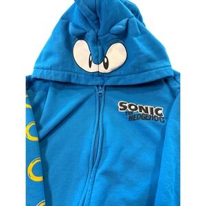 Sonic the Hedgehog Kids Blue Zip Up Hoodie 3D Ears Quills Sweatshirt Size 10/12